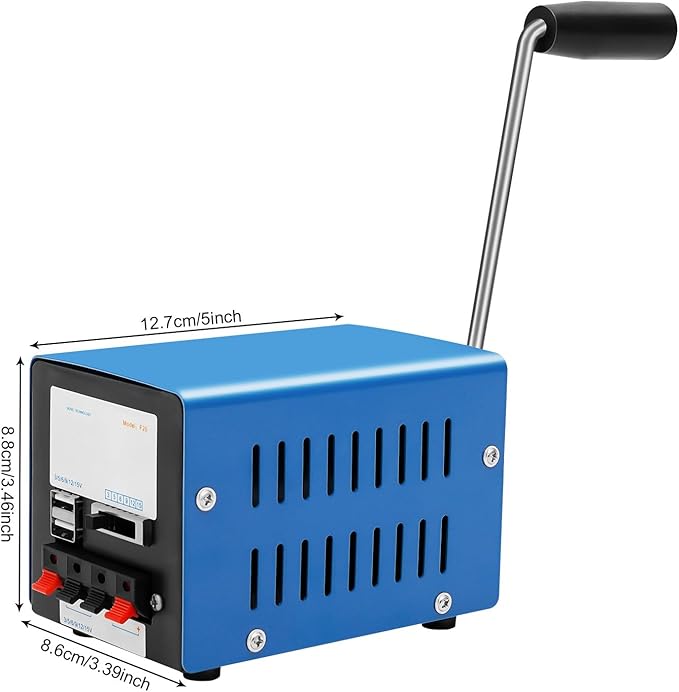 20W Portable Hand Crank Generator Manual Power Supply Generator Freestanding Generators Multifunction Manual Crank Generators with Handle for Field Operations Field Trips Off-Grid Emergency