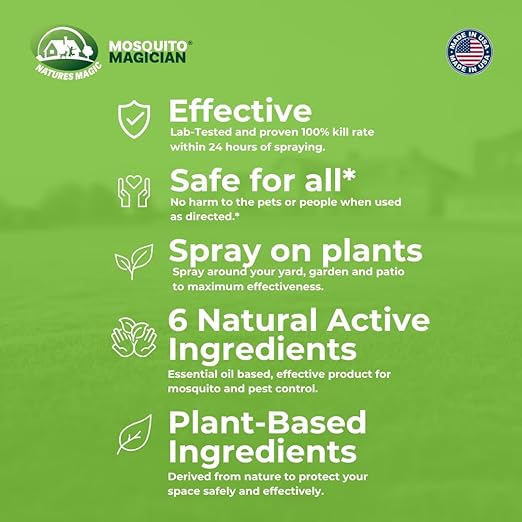 Mosquito Magician Ready to Use Liquid Solution – Kills Mosquitoes Fleas &amp Fire Ants – Use with Mosquito Foggers Sprayers &amp Misting Systems – Pet &amp Yard Safe for Lawns Patios Outdoors