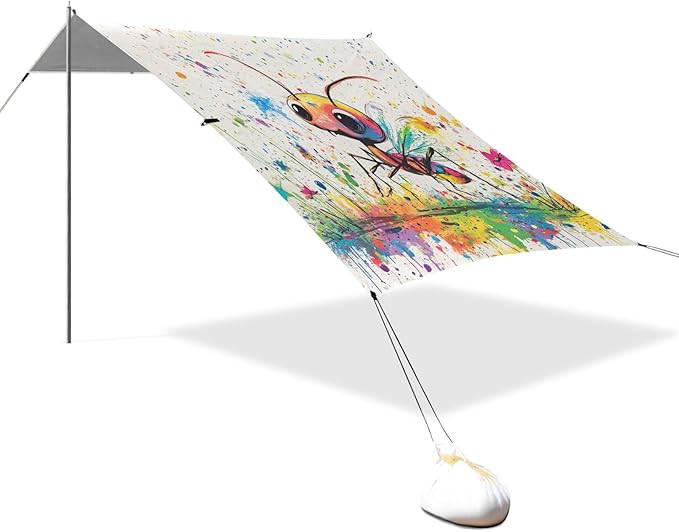 Cute Ant Beach Cabana Tent UPF50+ Lightweight Shade Sun Shelter with Sand Shovel Sandbags for Camping Picnics Backyard &amp Fishing