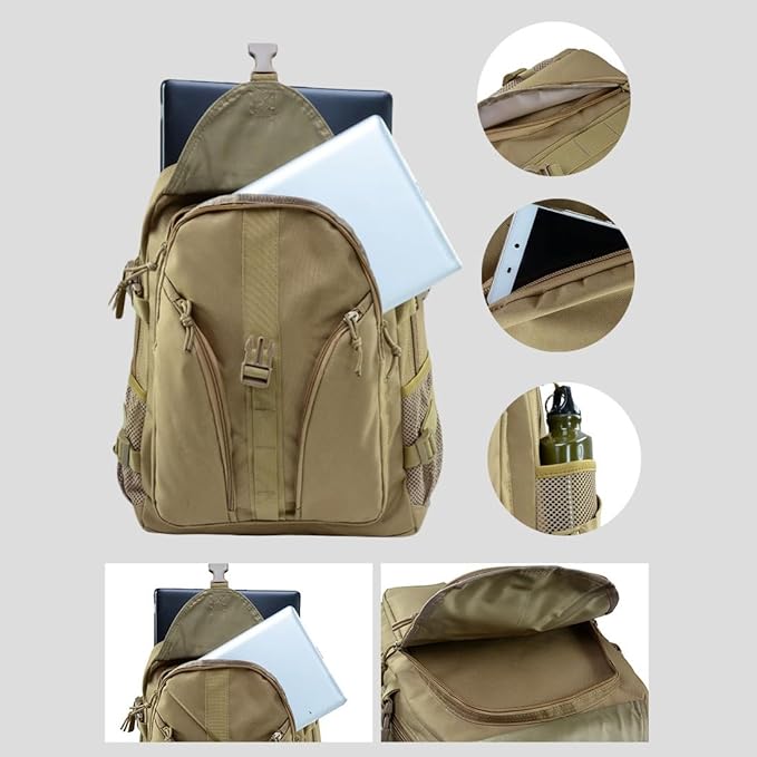 Tactical Backpack Military Hiking Daypacks 3 Day Assault Pack Army Rucksack for Camping Hunting Traveling (Military Green)