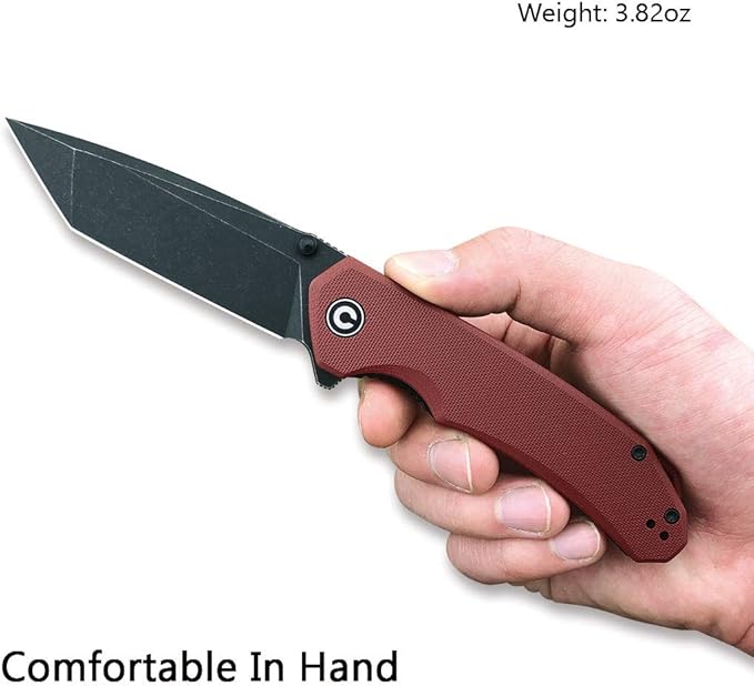 CIVIVI Brazen Folding Pocket Knife3.5-Inch Tanto D2 Plain BladeG-10 Outdoor Camping Hiking Knife with Thumb Studs and Flipper openerUnique Tool Gift for EDC Men Women C2023B (Burgundy)