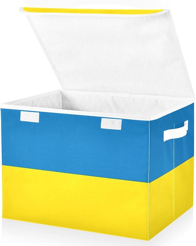 Ukraine Flag Blue Yellow Ukrainian National Storage Containers with Lids Stackable Basement Storage Containers for