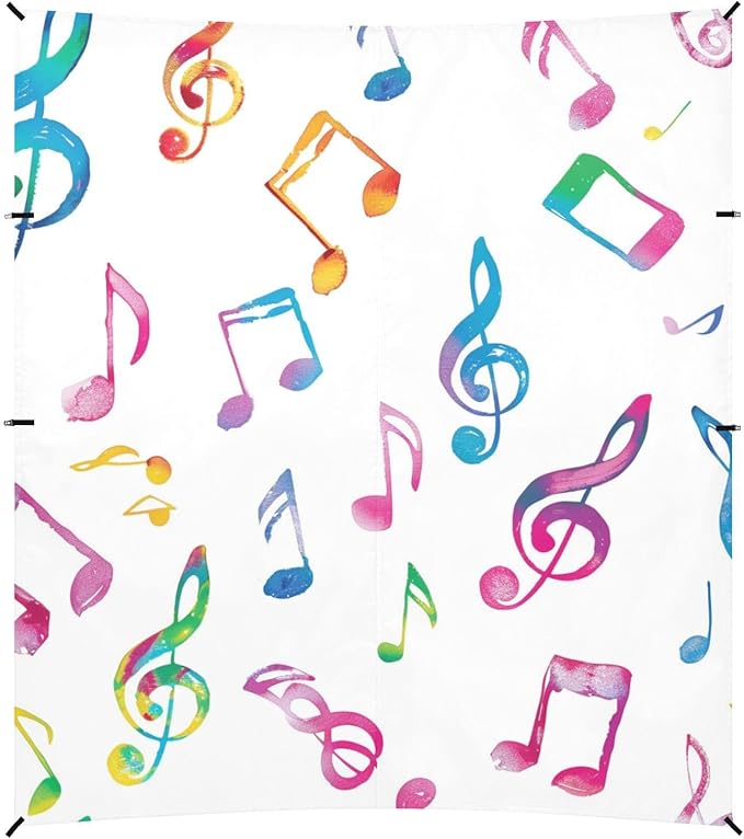 ALAZA Colorful and Cute Musical Notes Beach Tent Sun Shelter Portable Canopy Sunshade for Outdoor Camping Picnics Backyard Fun 10x9 ft