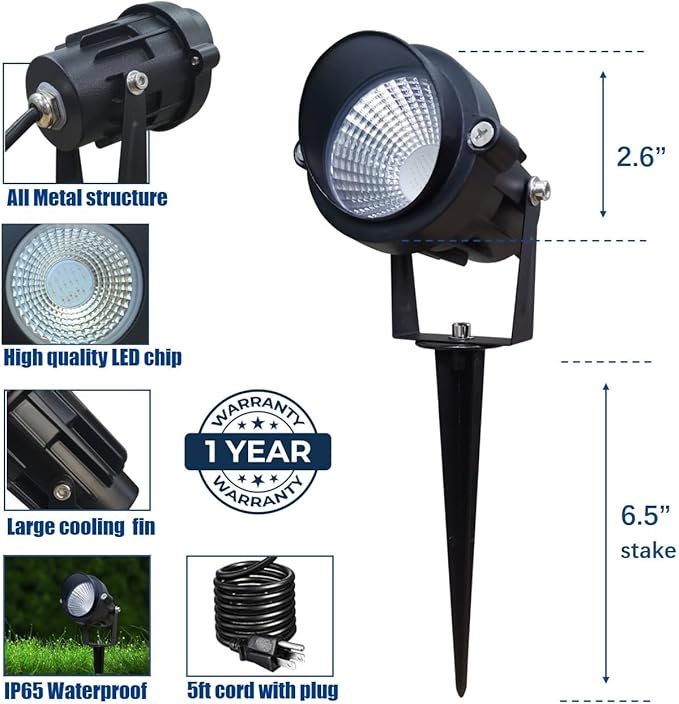 TOVEENEN Color LED Outdoor Landscape Spotlight - 120V 12W Waterproof Spot Lights for Christmas Halloween Yard House 2 Pack