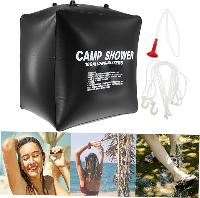 Abaodam 1set Solar Shower Bag for Camping Portable Outdoor Shower Bag Nozzle Hiking Fishing