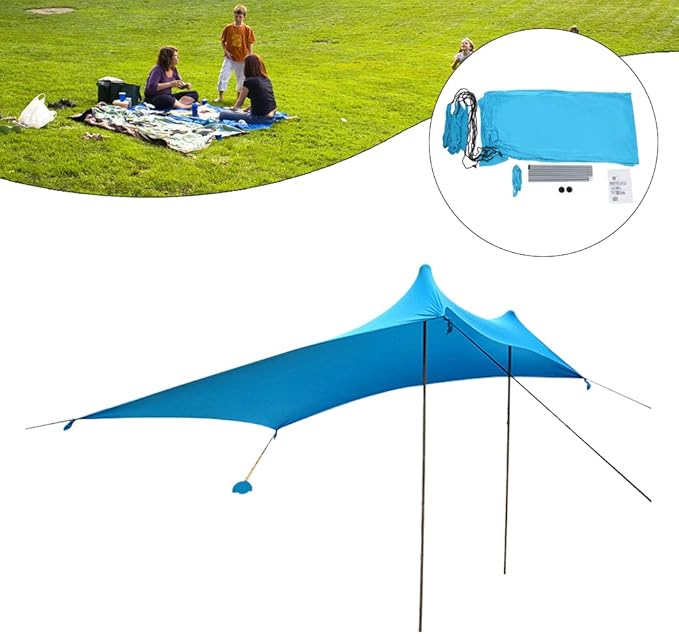 Shade Tent 10x10ft Portable Sun Shelter for Camping Beach Backyard Easy Setup with Sandbags Storage Bag UV Protection for Outdoor Picnic Fishing
