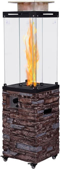 Outdoor Patio Propane Fire Heater with Weather Cover Glass 41000 BTU Fireplace Patented &amp CSA Certificated Stackstone Brown