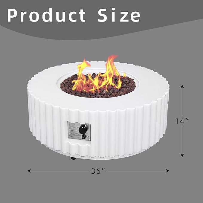 Afterglow Firepits All Terrafab External Gas Tank for Outdoor Use Round 50000Btu White