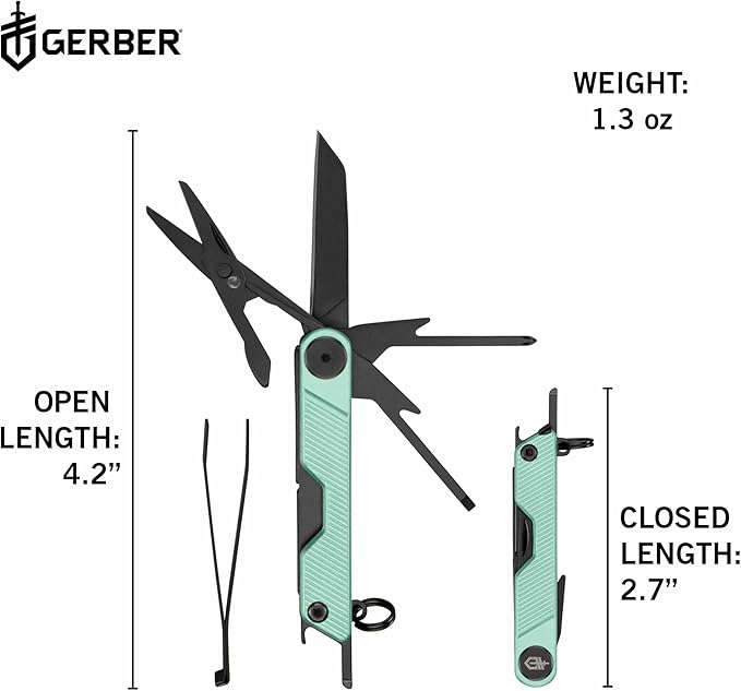 Gerber Gear Armbar Mini - 8-in1 Travel Multitool with Package Opener Screwdriver &amp Scissors - EDC Adventure Gear for Camping Hiking &amp Outdoor - Compact Utility Tool - Green