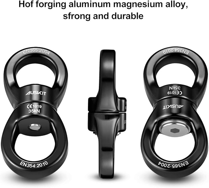 Black Swing Swivel 35 KN Safest Rotational Device Hanging Accessory
