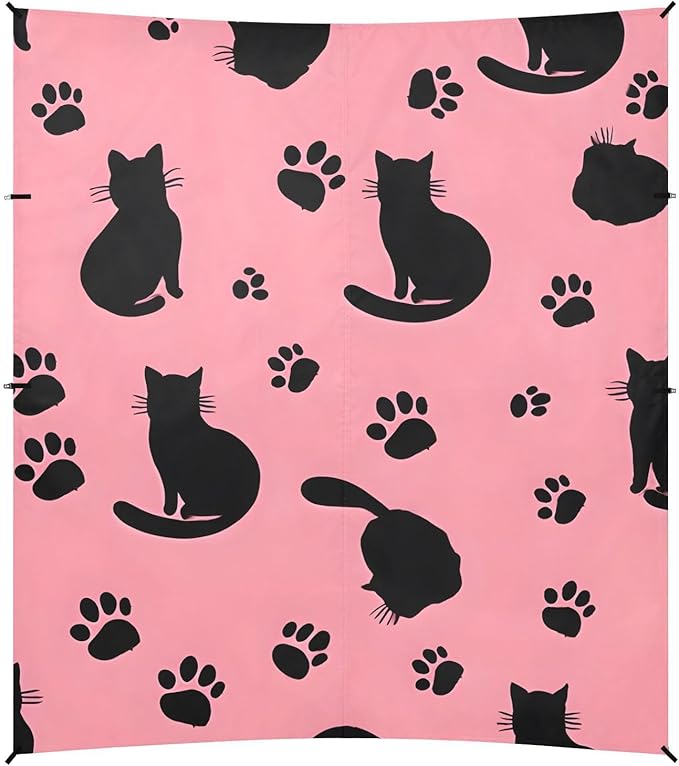 ALAZA Black Cat Footprint Pattern Beach Tent Sun Shelter Portable Canopy Sunshade for Outdoor Camping Picnics Backyard Fun 10x9 ft