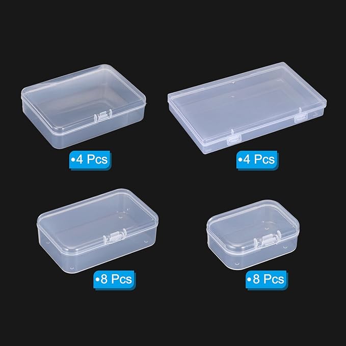 Home and Garden Parts Mixed Sizes Clear Storage Box with Hinged Lid 24Pack Organizer Container #CN/251024/18324