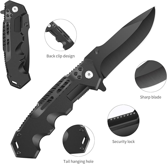 6-Pack Bulk Pocket Knives – Assisted Opening Flipper Liner Lock EDC Gift for Men Laser Engraving Ready Camping &amp Work Tool for Mechanics/Drivers (6 Knives)
