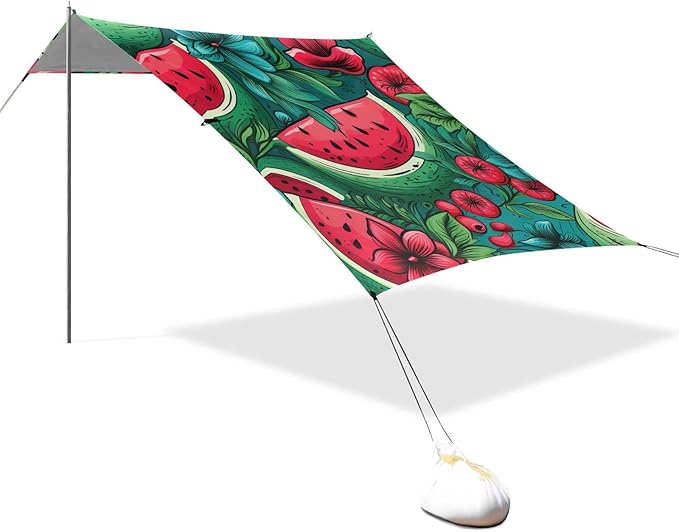 ALAZA Watermelon Hand Drawn Beach Tent Sun Shelter Portable Canopy Sunshade for Outdoor Camping Picnics Backyard Fun 10x9 ft