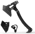 Tactical Axe with G10 Handle Camping Survival Hatchet Multifunctional Outdoor Hiking Heavy Duty Full Tang Tomahawk Tools with Hammer Unique Design Crowbar Leather Sheath (Black)
