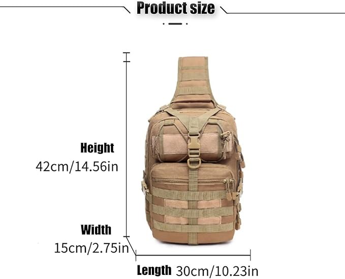 Tactical Sling Bag ventilated Pack Military Rover Shoulder Backpack EDC removable Water-Resistant breathable(Black)
