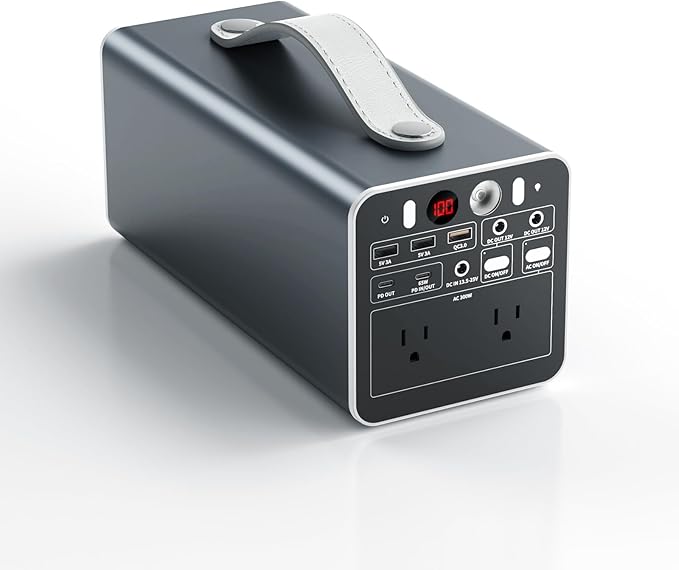 300W Portable Power Station 299.7Wh Portable Laptop Charger with AC Outlet Dual Way 65W PD/USB-C Port Battery Pack Power Supply Solar Generator for Outdoor Camping Home