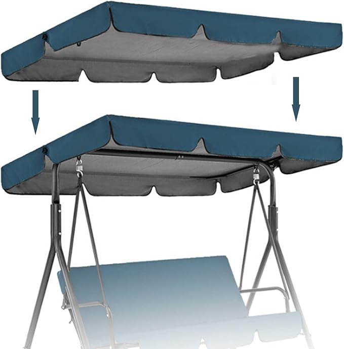 Outdoor Swing Chair Canopy Replacement Waterproof 210D Canopy for 2/3 Seater Swing Seat Sun Shade Top Cover for Garden Swing Chair Durable and UV Resistant