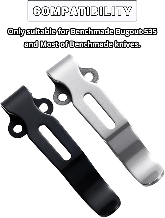 6 packs-Deep Carry Pocket Clip Compatible with Benchmade Bugout 535 &amp Most Models - Stainless Steel with 8 Screws