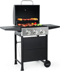 MASTER COOK 3 Burner BBQ Propane Gas Grill 472 Sq. In. Cooking Area 30000 BTU Stainless Steel Barbecue Grill with Two Foldable Shelves for Outdoor Patio Backyard