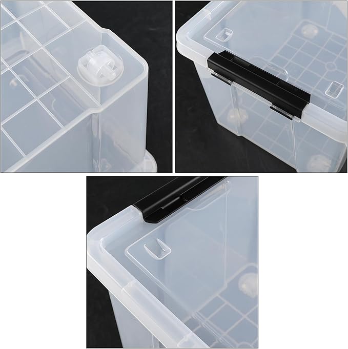 40 Quart Plastic Clear Latching Bin with Lid Plastic Storage Box with Wheels 4 Packs