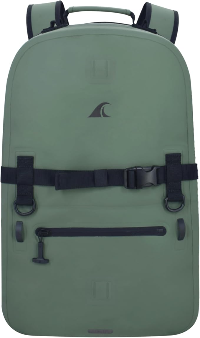 Breakwater Supply™ Fogland Waterproof IP68 Submersible Backpack | Laptop Sleeve &amp Airtight Zippers for Outdoors Hunting Fishing Waterfowl Floating Dry Bag Unisex TPU (Marsh Green 25L)