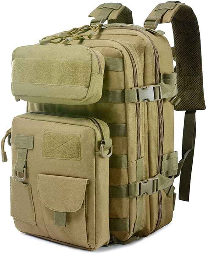Outdoor Sports Pack Hiking Bag Tactical Rucksack Camo Knapsack Combat Camouflage Tactical 30L Backpack - Tan
