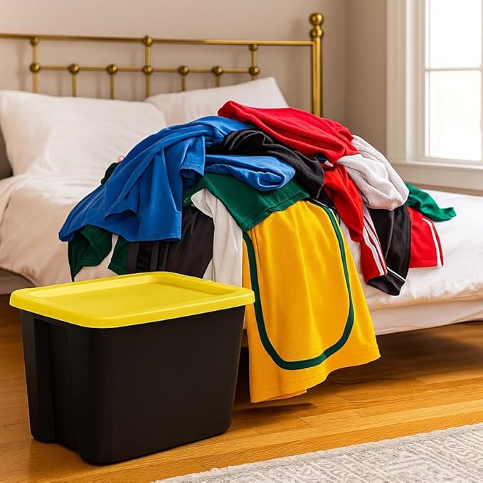 GardenNest 8-Pack 18 Gallon Plastic Storage Bins with Snap-On Lids Stackable Lidded Containers with Comfortable Integrated Handles for Camping Gear Sports Equipment Tools Blankets &amp Sleeping B
