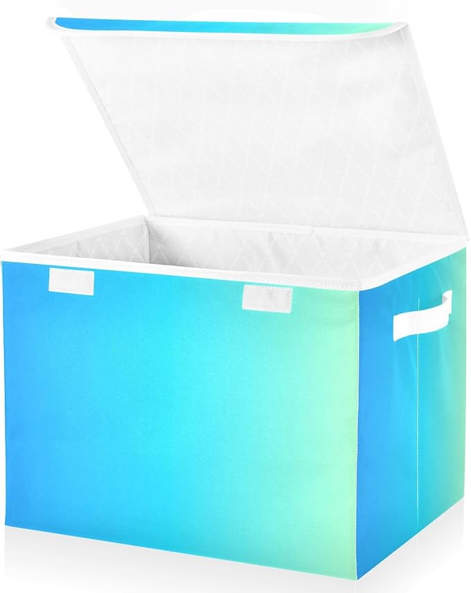 Blue Gradient Storage Bin with Lid Collapsible Storage Organizer Closet Organizers and Storage for Office Supplies Home
