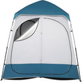 2 Room Shower Double Dressing Tent 7.5 FT Instant Pop Up Shelter with Carrying Bag Privacy Changing Room Tent for Portable Toilet Easy Setup for Camping DressingBlue/White