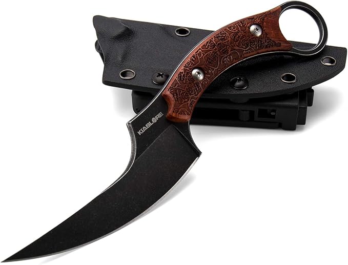Outdoor Survival Fixed Blade Knives 440C Stainless Steel Field Knife Camping Knife G10 Anti-skidding Handle Tactical Knife with Sheath (Black)