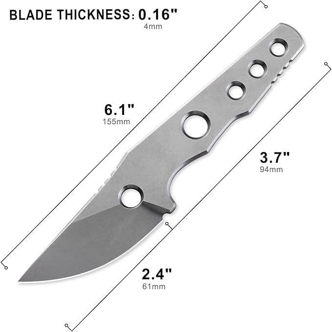 Petrified fish PFE13 Bison Fixed Blade Knife 2.4 14C28N Stonewashed Blade 2.52oz 14C28N Handle Fixed Blade Knife for Camping EDC Outdoor (White Stonewashed)