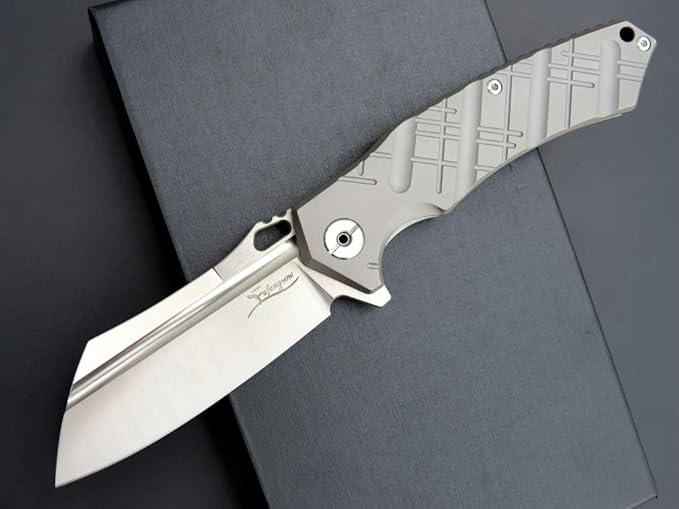 Eafengrow EF912 Folding Knife D2 Steel Blade and Titanium Alloy Handle Frame Lock Pocket Knife with Clip Multitool Knife for Outdoor SurvivalHiking Camping