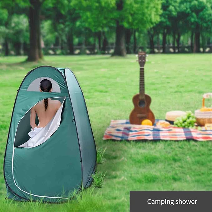 Portable Pop Up Toilet Camping Shower Privacy Tent Changing Room Dressing Tent Green 47.2W x 74.8H 1 Person Water-Resistant Summer Fall Backpacking