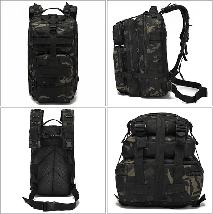 Military Tactical Backpack Rucksacks 3 Day Assault Pack Army Bag for Hunting Trekking Camping Outdoor (CP Black)