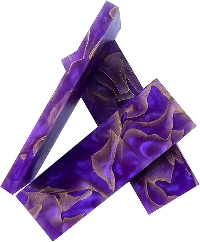 Purple Marble Textured Knife Handle Blank Material DIY Composite Material Patch 8mm Thick(4pcs)