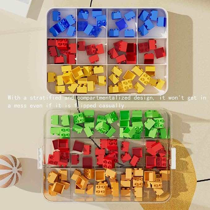 3-Tier Storage Box of Bricks for Lego PP+ABS Stackable Organizer 14.17×9.84×12.01 with Lids Green
