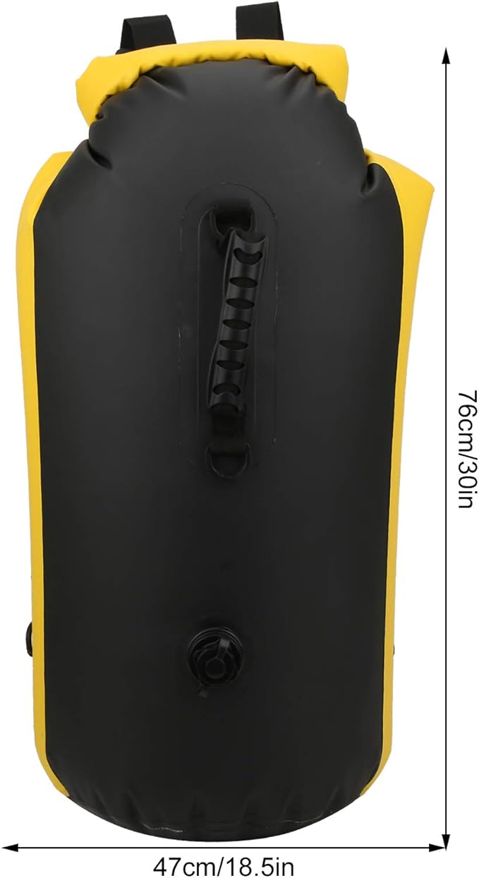 60L Inflatable Backpack Swimming Drifting Bag for Rafting Storage Transparent PVC Dry Bag with Double Air Nozzle Lightweight and Durable Comfortable Grip Easy Charging and