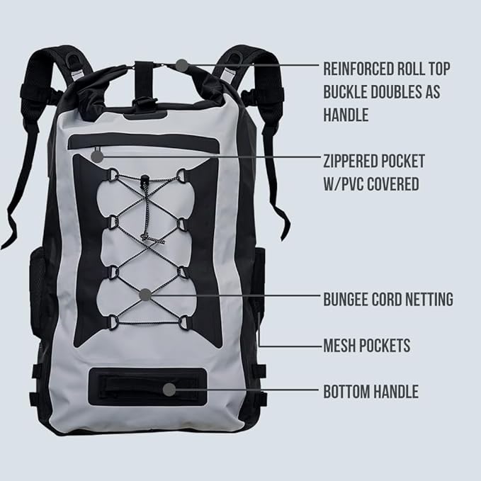 55L XL Dry Bag Backpack. Premium Waterproof Backpack with Padded Shoulder Straps. PVC Construction. Keep Your Gear Dry