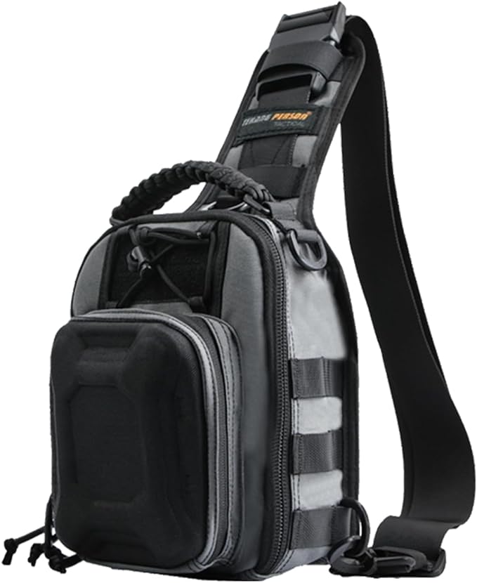Tactical Hard-Shell Chest Pack men's multi-functional single-shoulder crossbody bag for outdoor cycling water-resistant (gray)