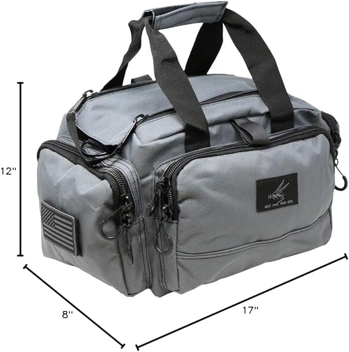 Exos Tactical Range Bag - Medium Size Range Bag for Shooting - Gun Case for Handguns Ammo Storage Tactical Backpack Molle Webbing Free Subdued USA Patch