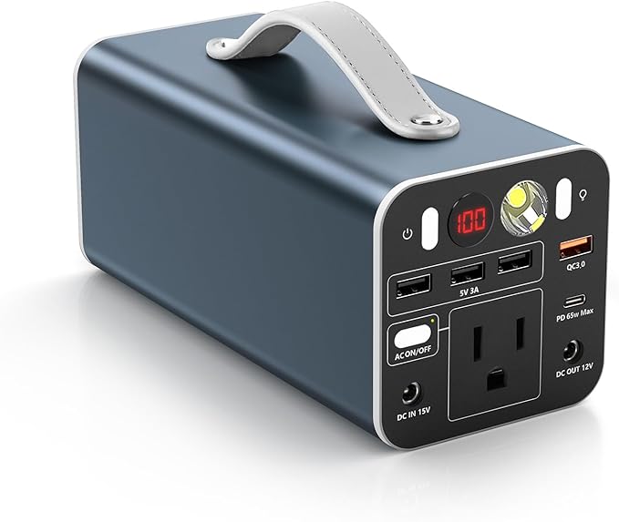 150W Portable Power Station 155.4Wh Portable Laptop Charger with AC Outlet DC/USB-C Port Battery Backup Power Supply for Outdoor Camping Home Outage