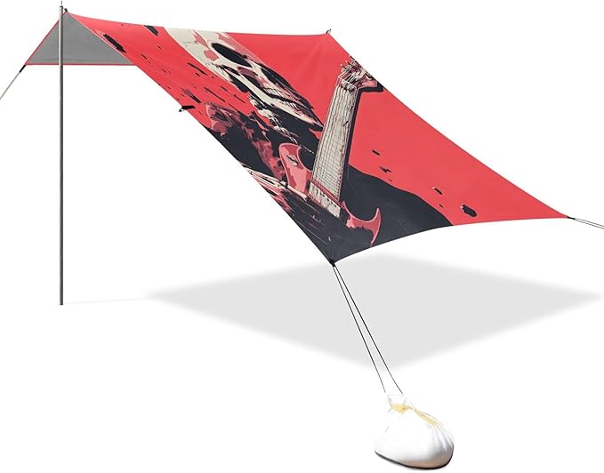Handsome Skeleton Rock Beach Tent Sun Shelter Set UPF50+ UV Protection 10.5 x 9.19 FT Camping Shade Canopy with Sandbags Sand Anchors Carrying Bag and Others