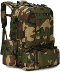 Tactical Backpack Military Army Rucksack 60L Large Assault Pack Detachable Molle Bag (Jungle Camouflage)