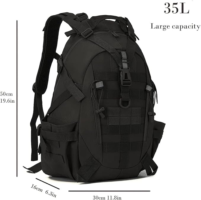 QT&ampQY 35L Military Tactical Backpack Large Army Rucksack Molle Bug Out Bag Assault Pack Outdoor Camping Hunting Laptop Daypack