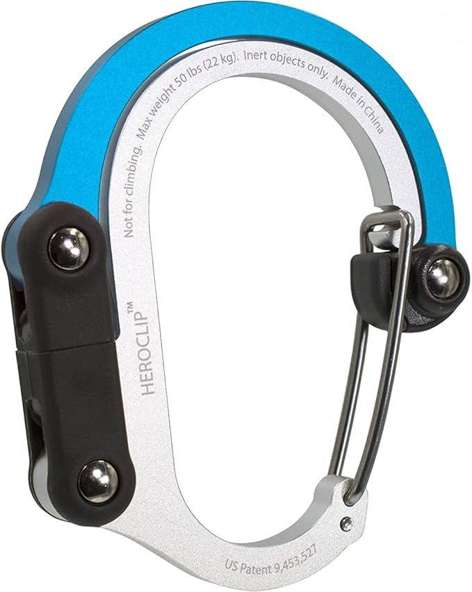 GEAR AID HEROCLIP 360° Swivel Carabiner Gear Clip and Hook (Medium) for Camping Backpack Suitcases and Garage Organization