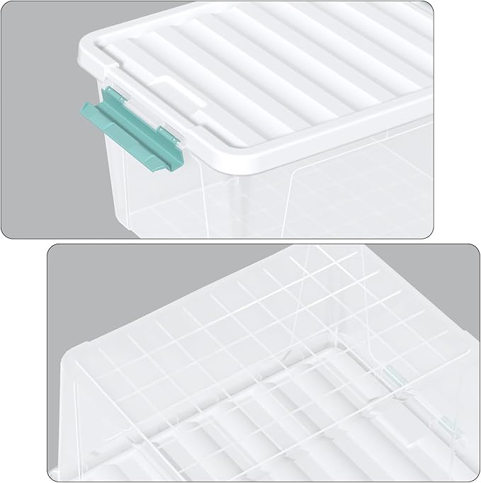 6-Pack 35 Quart Plastic Storage Bin with Lid Clear Latching Container Box