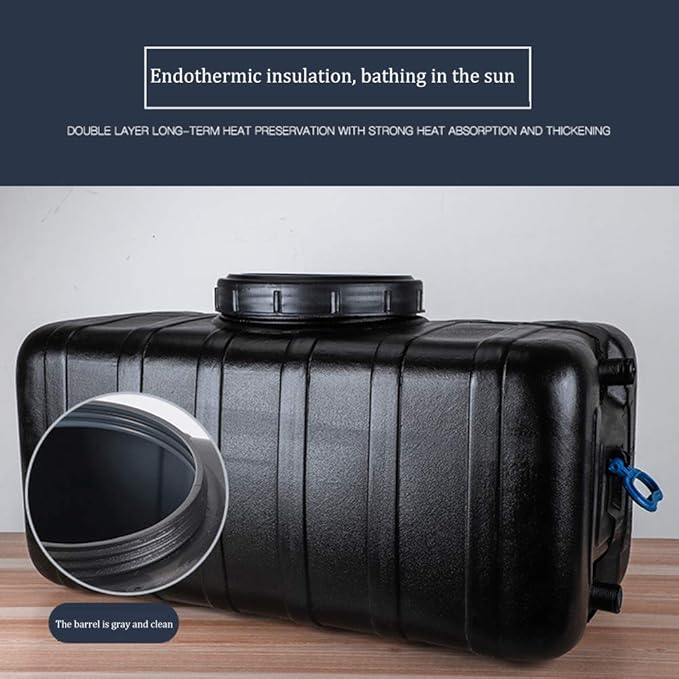 Outdoor Camping Tank Plastic Storage Water Container Summer Home Bath Shower Bucket Emergency Storage Water Tank with Shower Head and Hose Travel Camping Solar Heating Hot Water Bucket