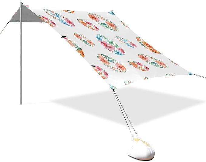 xigua Easter Egg Beach Tent Sun Shelter with Carrying Bag - Silver Coated Oxford Fabric Beach Canopy for Beach Camping Fishing - Includes Windproof Ropes Sandbags &amp Stakes