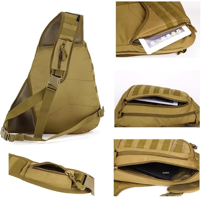Tactical Backpack 14 Inches Crossbody Laptop Chest Bag Single Shoulder Rucksack Hiking Pack for Outdoor(DD)